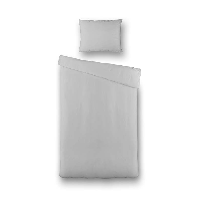 Dekbedovertrek Silk Satin - Eenpersoons (140x200 cm) - Grijs & Zilver Microvezel - Dessin: Effen - Fresh & Co - Dekbed-Discounter.nl aanbieding
