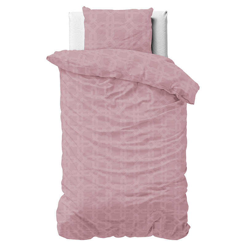 Dekbedovertrek Houston - Eenpersoons (140x200 cm) - Roze Microvezel - Dessin: Patroon - Fresh & Co - Dekbed-Discounter.nl aanbieding