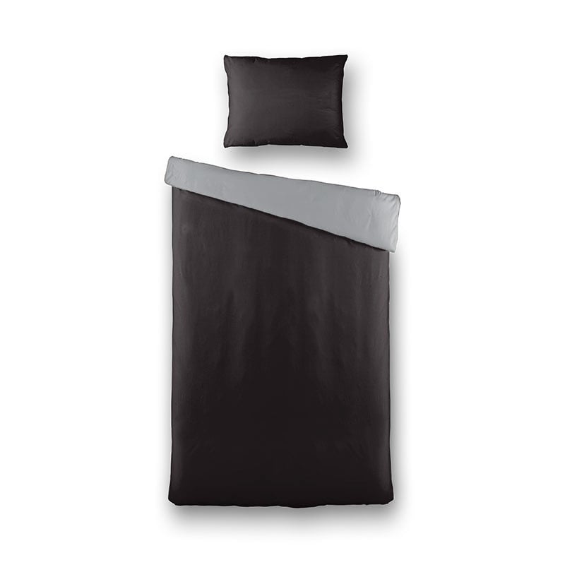 Dekbedovertrek Hotel Two Tone - Eenpersoons (140x200 cm) - Antraciet Microvezel - Dessin: Effen - Fresh & Co - Dekbed-Discounter.nl aanbieding