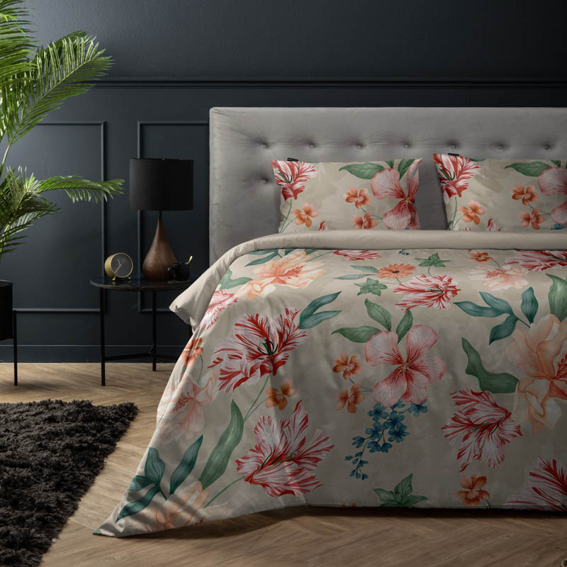 Dekbedovertrek Flower Happiness Dekbedovertrek - Tweepersoons (200x200 cm) - Meerkleurig Katoen - Dessin: Bloemen - Fresh & Co - Dekbed-Discounter.nl aanbieding