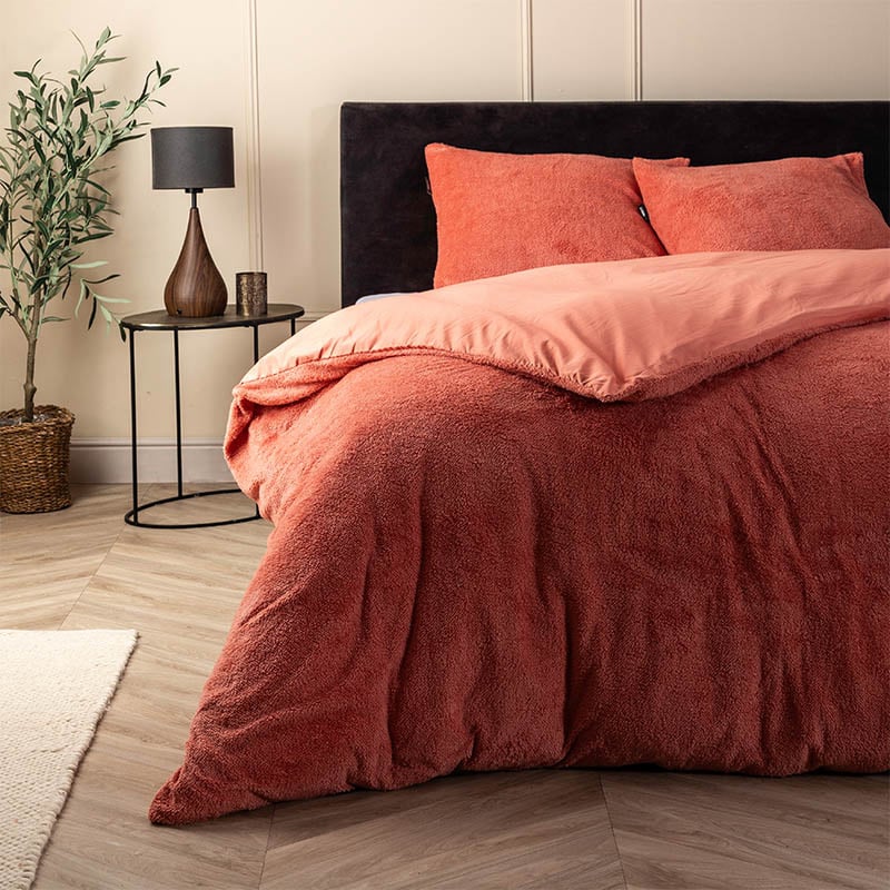 Dekbedovertrek Teddy - Lits-Jumeaux (240x220 cm) - Bruin Microvezel - Dessin: Effen - Fresh & Co - Dekbed-Discounter.nl aanbieding