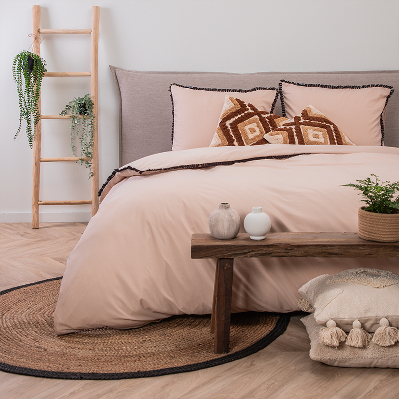 Dekbedovertrek Ibiza Bo - Tweepersoons (200x200 cm) - Creme & Zand Microvezel - Dessin: Effen - Fresh & Co - Dekbed-Discounter.nl aanbieding