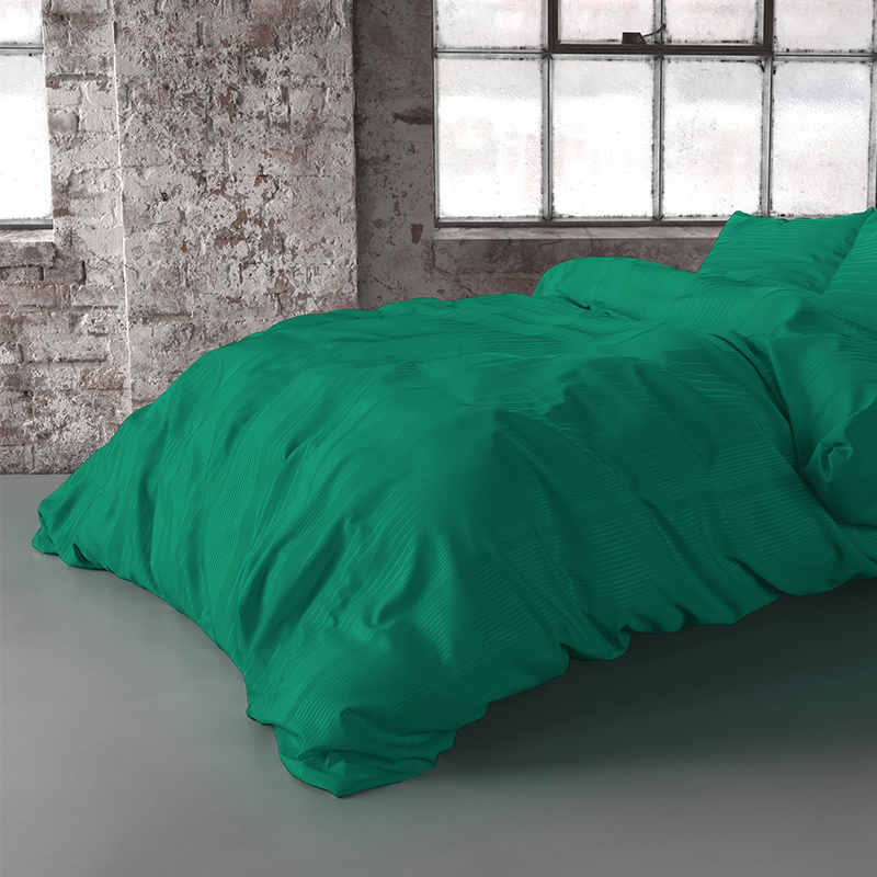 Dekbedovertrek Yorkshire - Tweepersoons (200x200 cm) - Groen Microvezel - Dessin: Strepen, Modern - Fresh & Co - Dekbed-Discounter.nl aanbieding
