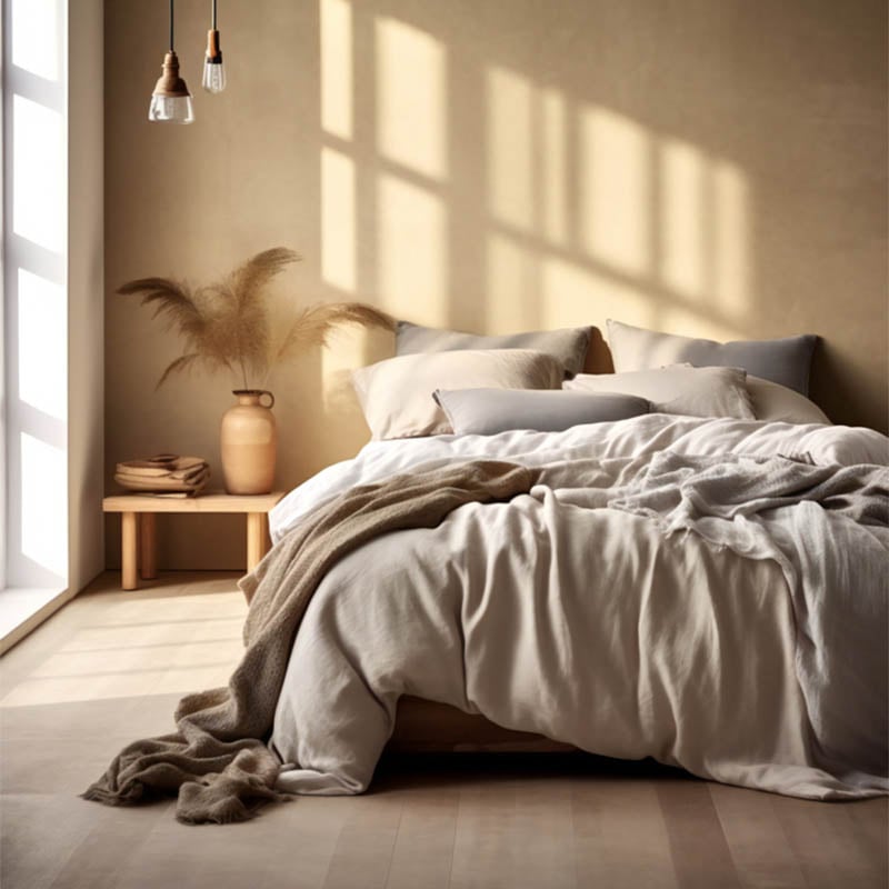 Flanellen Dekbedovertrek Uni - Tweepersoons (200x200 cm) - Bruin & Taupe Katoen - Dessin: Effen - Fresh & Co - Dekbed-Discounter.nl aanbieding