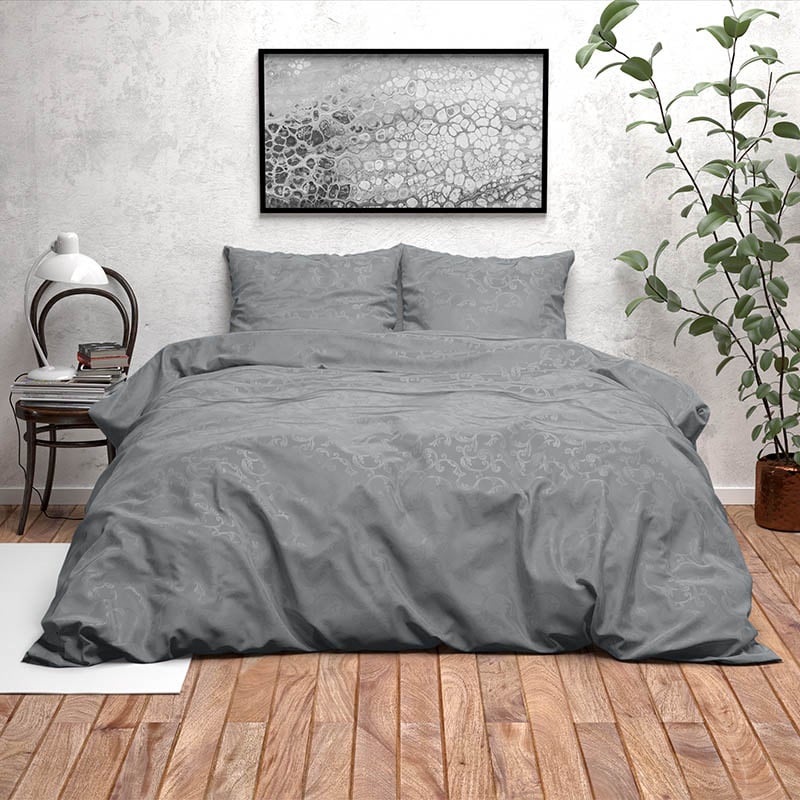 Dekbedovertrek Denver - Tweepersoons (200x200 cm) - Grijs Microvezel - Dessin: Patroon - Fresh & Co - Dekbed-Discounter.nl aanbieding