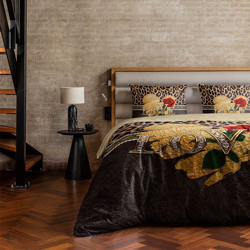 Dekbedovertrek Belle Rose - Tweepersoons (200x220 cm) - Meerkleurig Microvezel Katoen - Dessin: Patroon - Fresh & Co - Dekbed-Discounter.nl aanbieding