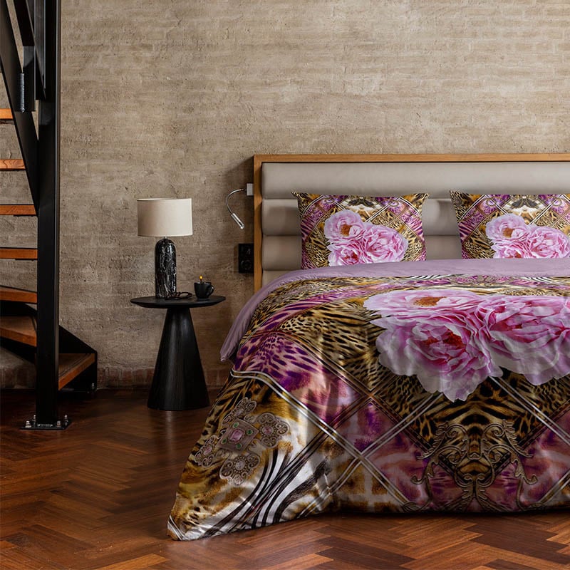 Dekbedovertrek Flower Fantasy - Tweepersoons (200x220 cm) - & Roze Microvezel Katoen - Dessin: Bloemen - Fresh & Co - Dekbed-Discounter.nl aanbieding