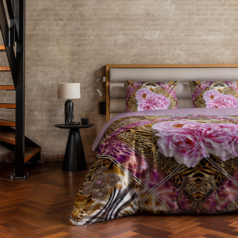 Dekbedovertrek Flower Fantasy - Eenpersoons (140x220 cm) - & Roze Microvezel Katoen - Dessin: Bloemen - Fresh & Co - Dekbed-Discounter.nl aanbieding