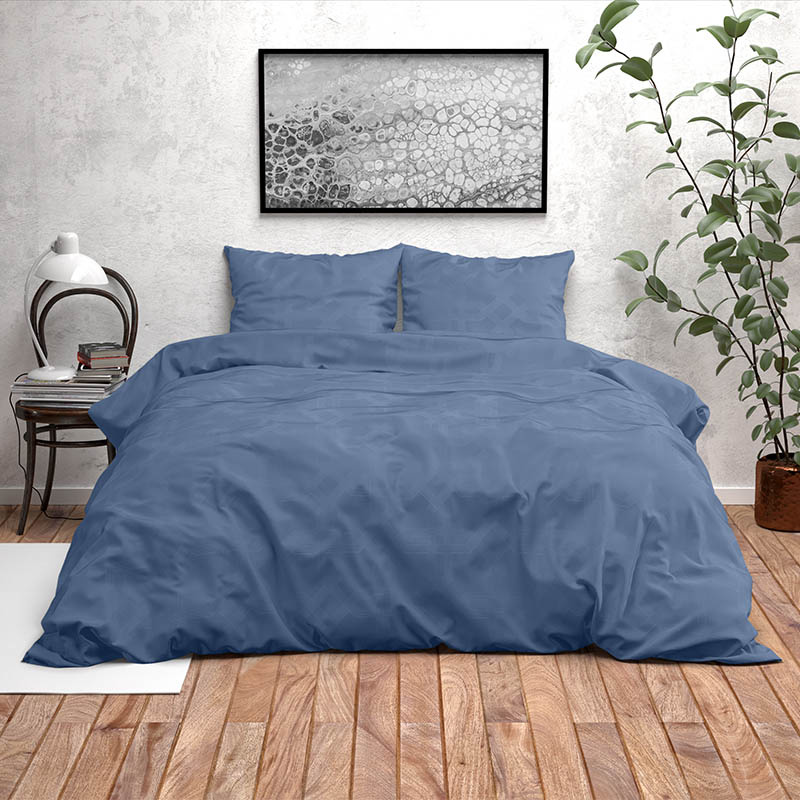 Dekbedovertrek Houston - Tweepersoons (200x200 cm) - Blauw Microvezel - Dessin: Patroon - Fresh & Co - Dekbed-Discounter.nl aanbieding