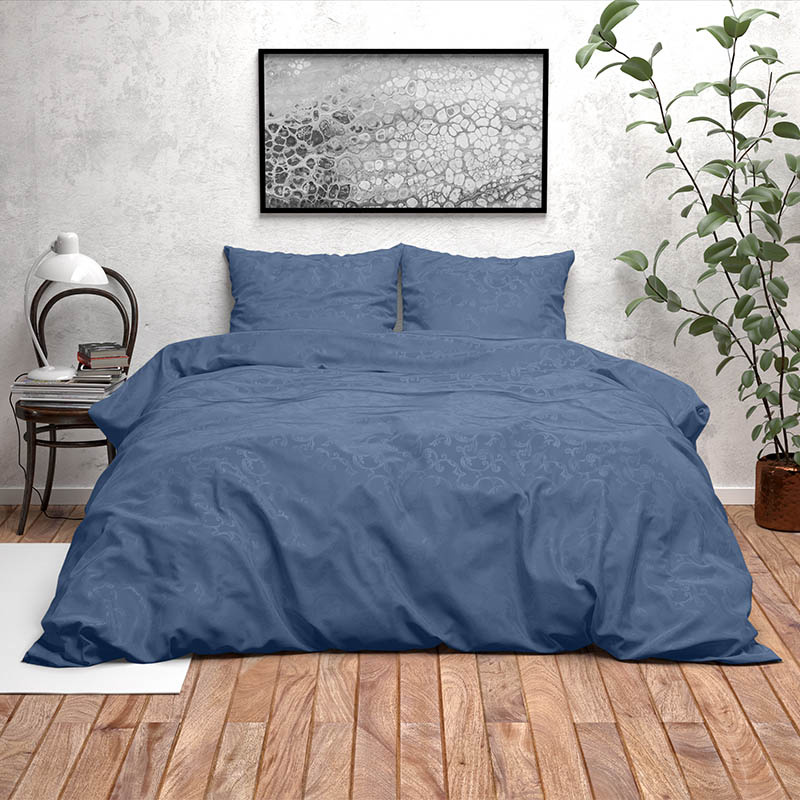 Dekbedovertrek Denver - Tweepersoons (200x200 cm) - Blauw Microvezel - Dessin: Patroon - Fresh & Co - Dekbed-Discounter.nl aanbieding