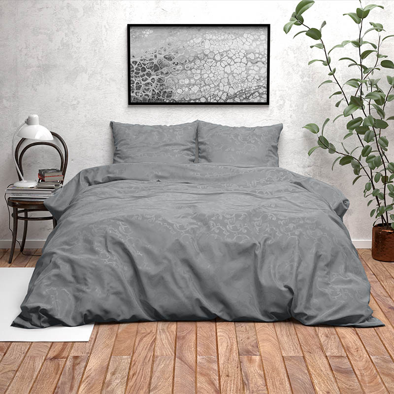 Dekbedovertrek Denver - Lits-Jumeaux (240x220 cm) - Grijs Microvezel - Dessin: Patroon - Fresh & Co - Dekbed-Discounter.nl aanbieding