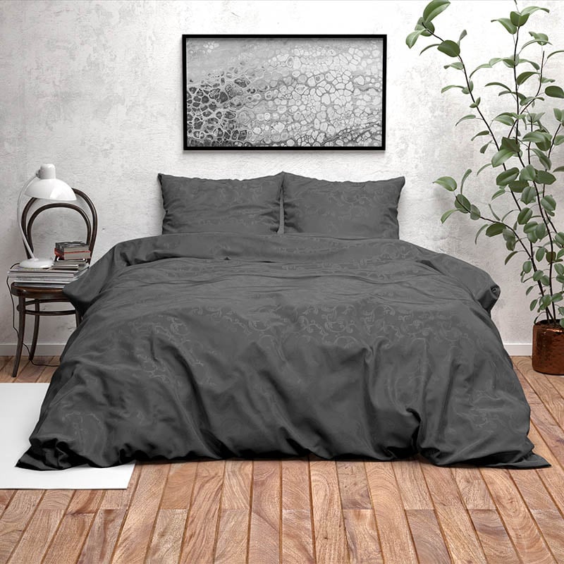 Dekbedovertrek Denver - Lits-Jumeaux (240x220 cm) - Antraciet Microvezel - Dessin: Patroon - Fresh & Co - Dekbed-Discounter.nl aanbieding