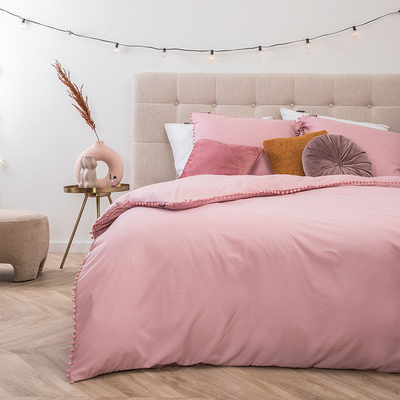 Dekbedovertrek Ibiza Belle - Tweepersoons (200x200 cm) - Roze Microvezel - Dessin: Effen - Fresh & Co - Dekbed-Discounter.nl aanbieding