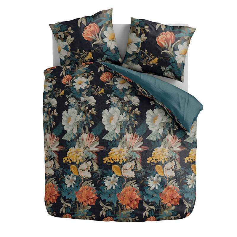 Dekbedovertrek Floralism Dekbedovertrek - Tweepersoons (200x200 cm) - Meerkleurig Katoen-satijn - Dessin: Bloemen - Fresh & Co - Dekbed-Discounter.nl aanbieding