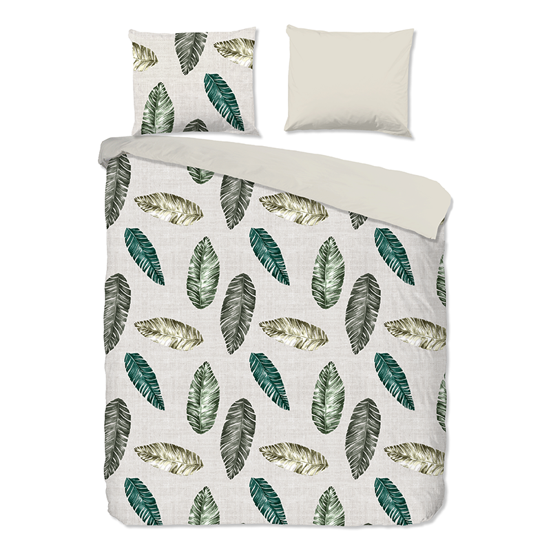 Dekbedovertrek Dyne Dekbedovertrek - Lits-Jumeaux (240x220 cm) - Wit Katoen-satijn - Dessin: Bloemen, Natuur - Fresh & Co - Dekbed-Discounter.nl aanbieding