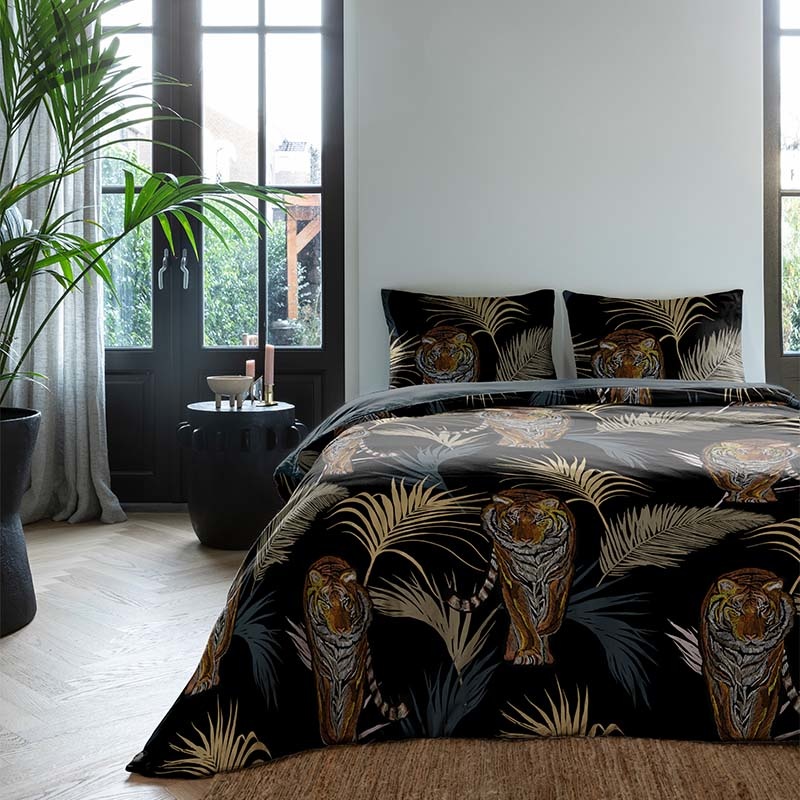 Dekbedovertrek Boho Dekbedovertrek - Tweepersoons (200x200 cm) - Zwart Katoen - Dessin: - Fresh & Co - Dekbed-Discounter.nl aanbieding