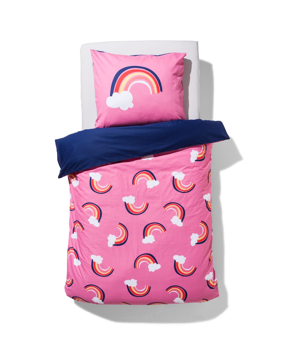 HEMA Kinderdekbedovertrek - Zacht Katoen - 140 X 200 - Roze Regenbogen (roze) aanbieding