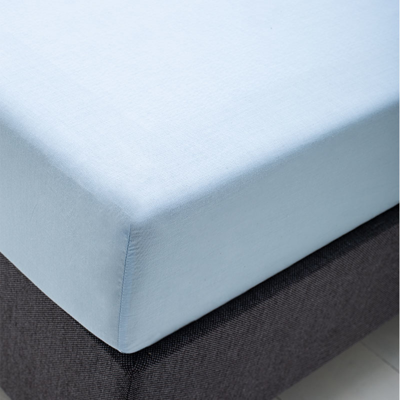 Hoeslaken Katoen - Lichtblauw - Maat: 80 x 200 cm - 80x200 cm - Blauw - Fresh & Co - Dekbed-Discounter.nl aanbieding