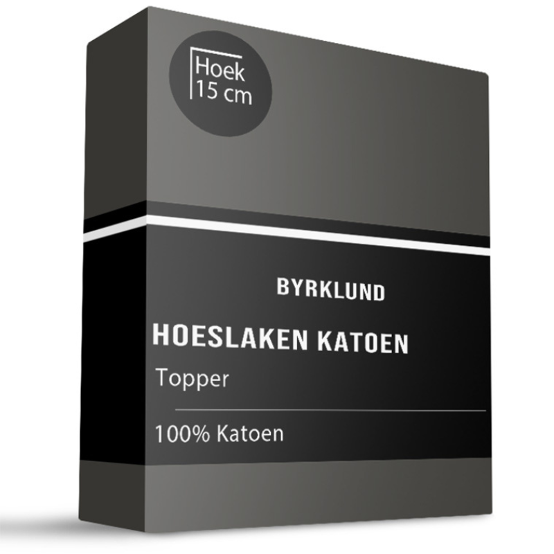 Topper Hoeslaken - Katoen - Antraciet - 180x220 cm - Antraciet - Byrklund - Dekbed-Discounter.nl