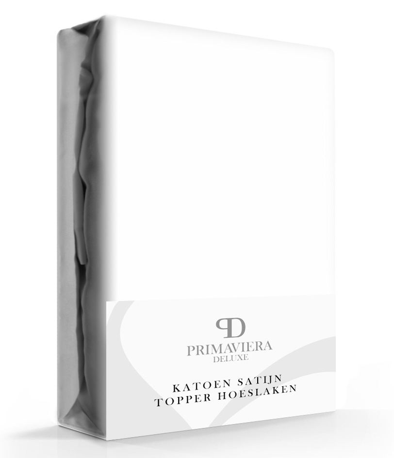 Primaviera Deluxe Katoen-Satijn Topper Hoeslaken Wit-90 x 200 cm aanbieding
