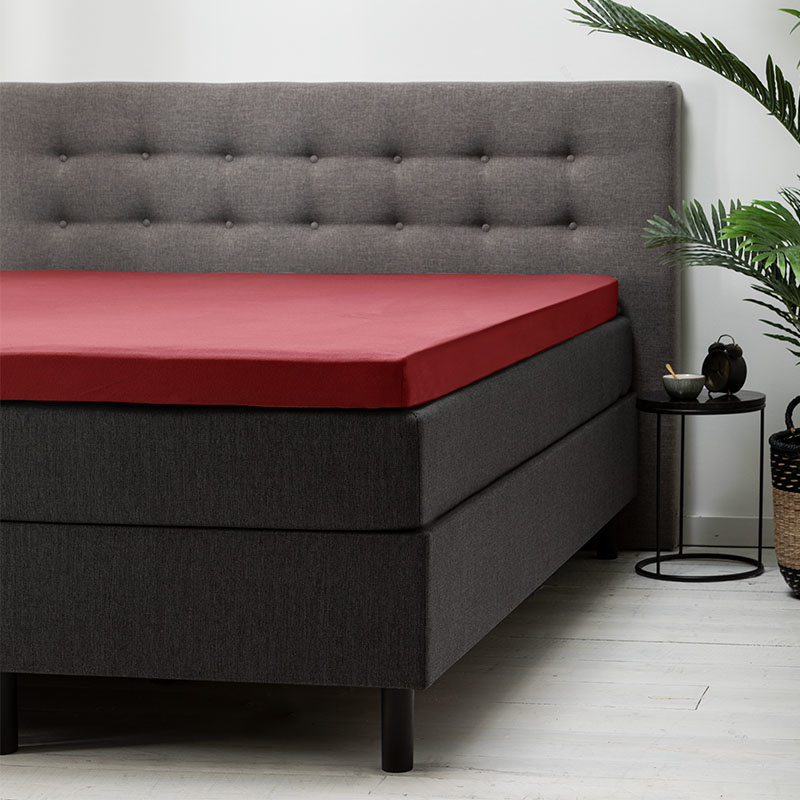 Topper Hoeslaken Katoen - Rood - 160x200 cm - Rood - Fresh & Co - Dekbed-Discounter.nl aanbieding