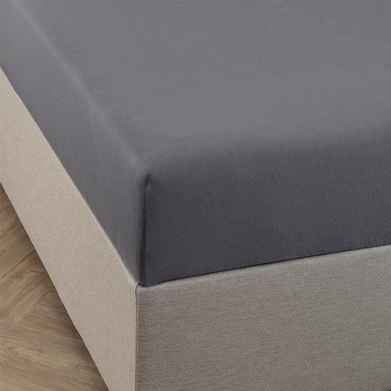 Bamboe Jersey Hoeslaken - Antraciet - 160x200 cm - Antraciet - Fresh & Co - Dekbed-Discounter.nl aanbieding