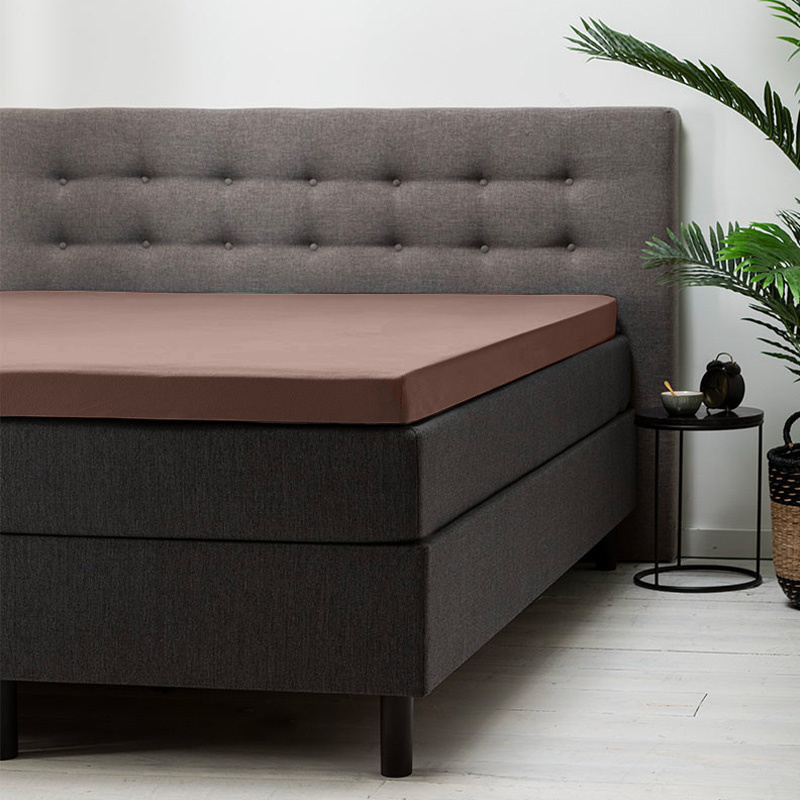 Topper Hoeslaken Jersey - Terra - 180x200 cm - Bruin - Fresh & Co - Dekbed-Discounter.nl aanbieding