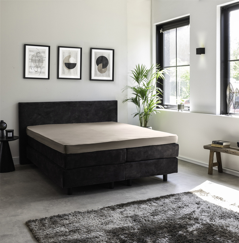 Jersey Egyptisch Katoen Topper Hoeslaken - Taupe - 190x200 cm - Taupe - Presence - Dekbed-Discounter.nl