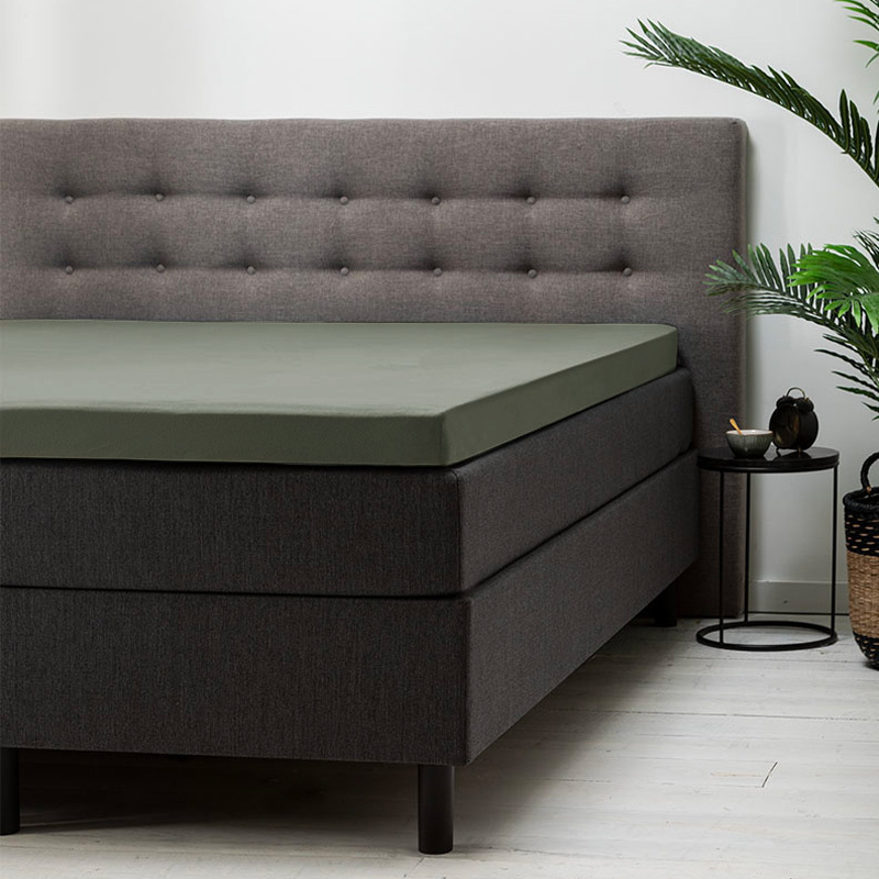 Topper Hoeslaken Jersey - Truffel - 100x200 cm - Groen - Fresh & Co - Dekbed-Discounter.nl aanbieding