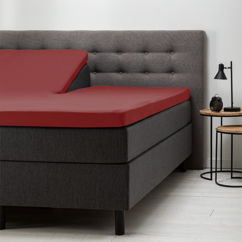 Splittopper Hoeslaken Katoen - Rood - 200x210 cm - Rood - Fresh & Co - Dekbed-Discounter.nl aanbieding