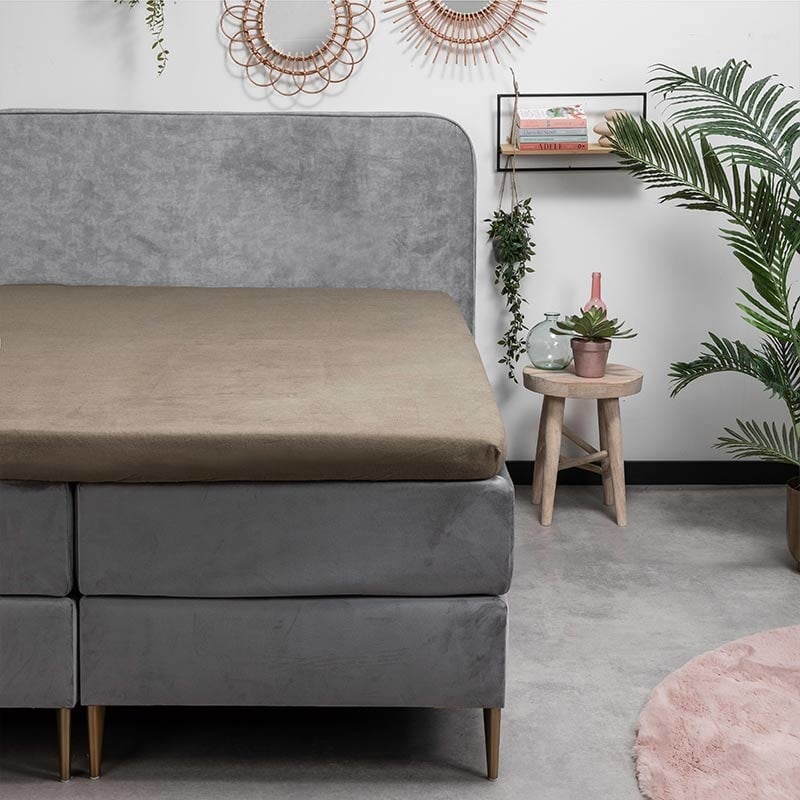 Topper Hoeslaken Flanel - 180x210 cm - Antraciet - Fresh & Co - Dekbed-Discounter.nl aanbieding