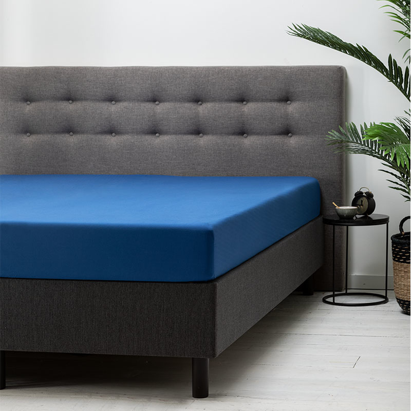 Hoeslaken Katoen - Blauw - 140x200 cm - Blauw - Fresh & Co - Dekbed-Discounter.nl aanbieding