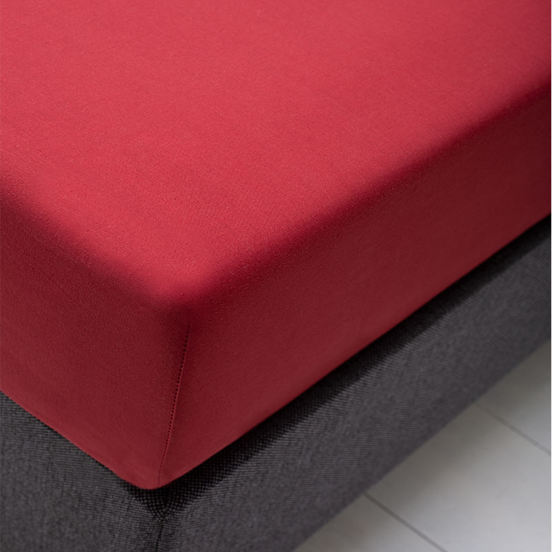 Hoeslaken Katoen - Rood - 80/90x200 - 90x200 cm - Rood - Fresh & Co - Dekbed-Discounter.nl aanbieding