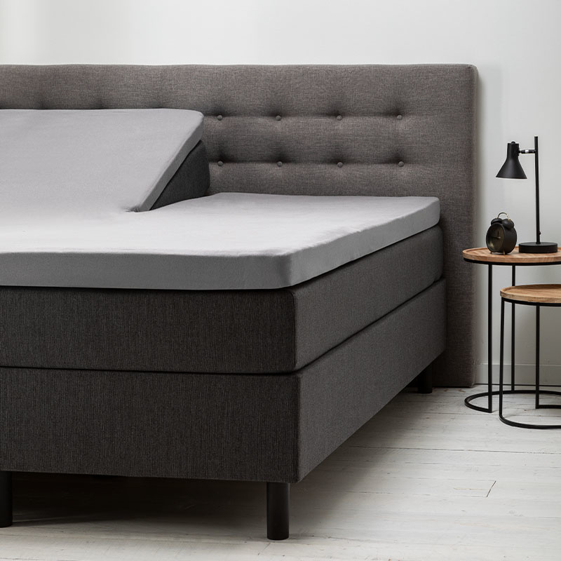 Splittopper Hoeslaken Jersey - Lichtgrijs - 200x200 cm - Grijs - Fresh & Co - Dekbed-Discounter.nl aanbieding