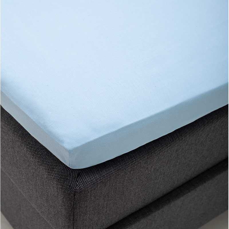 Topper Hoeslaken Katoen - Blauw - 80x200 cm - Blauw - Fresh & Co - Dekbed-Discounter.nl aanbieding