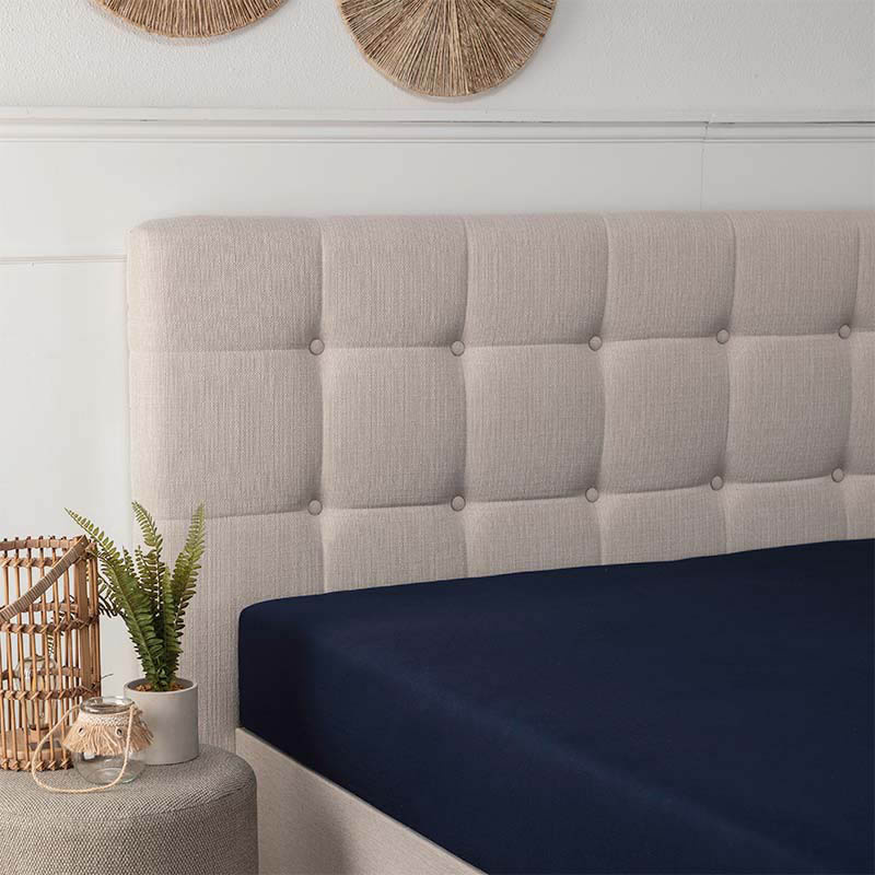 Bamboe Jersey Hoeslaken - Navy - 160x200 cm - Blauw - Fresh & Co - Dekbed-Discounter.nl aanbieding