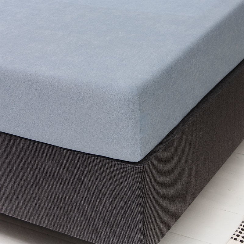 Badstof Hoeslaken - Soft Blue - Afmeting: 70/80 x 200 cm - 70x200 cm - Blauw - Fresh & Co - Dekbed-Discounter.nl aanbieding