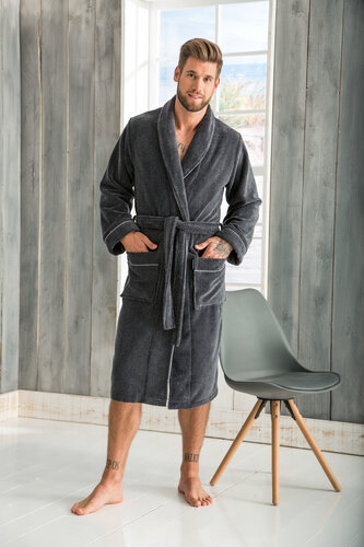 Morgenstern Morgenstern Alex Heren Badjas Schalkragen anthr./melange XL