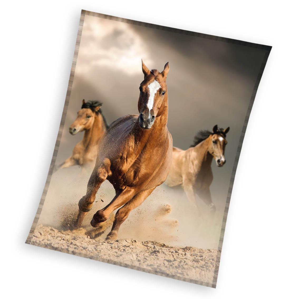 Fleece plaid Paarden 150 x 200 cm aanbieding