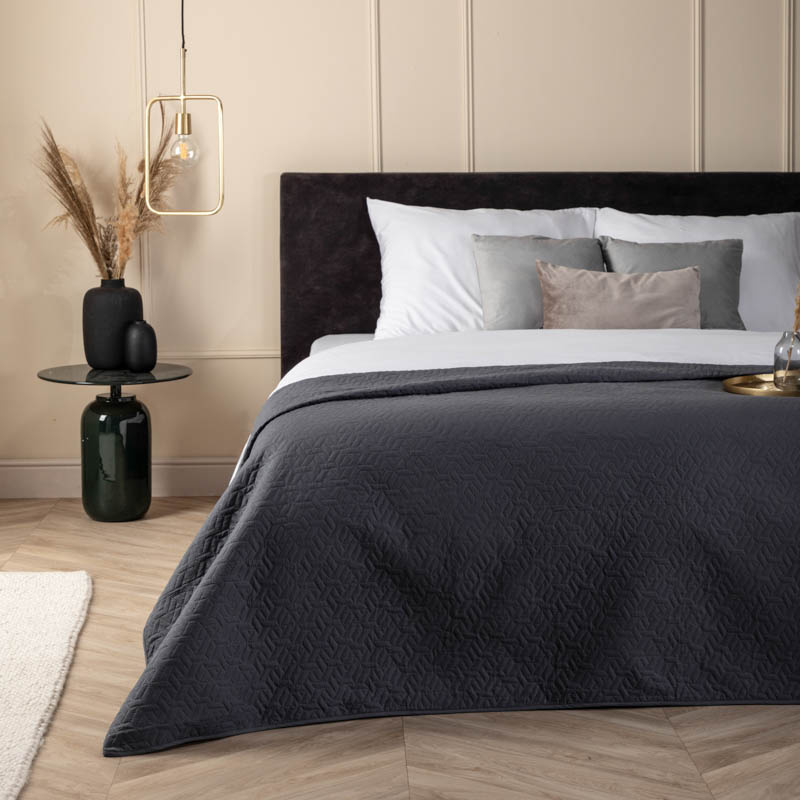 Bedsprei Ultrasonic Prisma - Antraciet - 250x260 cm Fresh & Co - Dekbed-Discounter.nl aanbieding